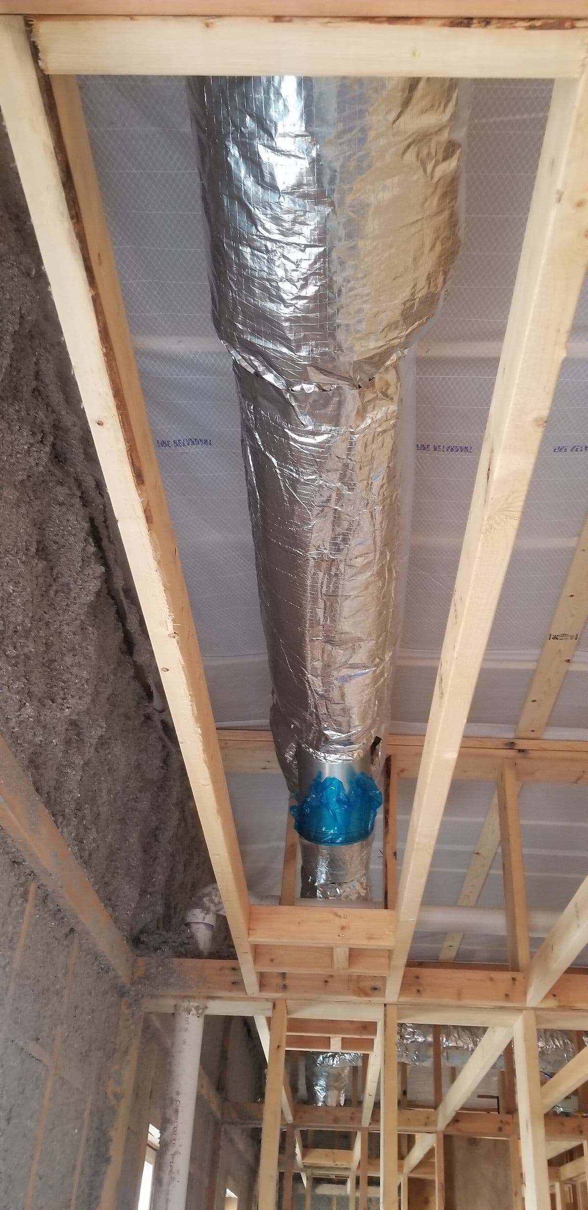 Residential air ductwork running through an attic